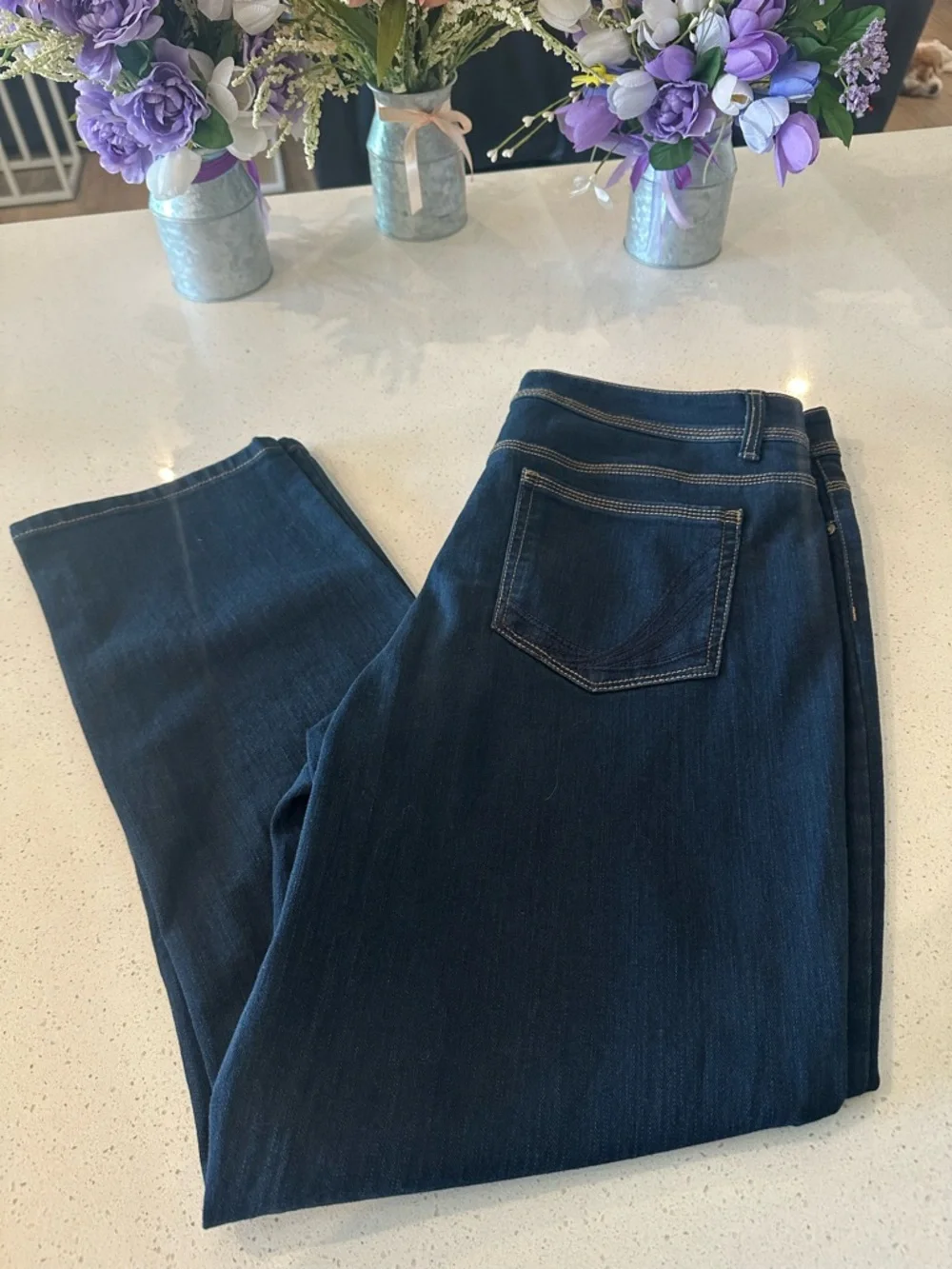 Style & Co. Women's Dark Indigo Straight-Leg Jeans 16Short EUC